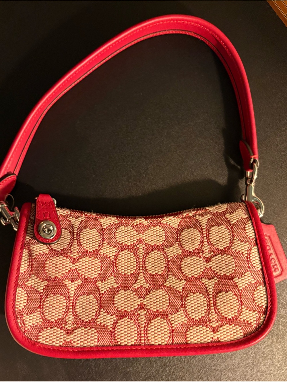 Coach Red and Beige originals Jacquard Shoulder Bag